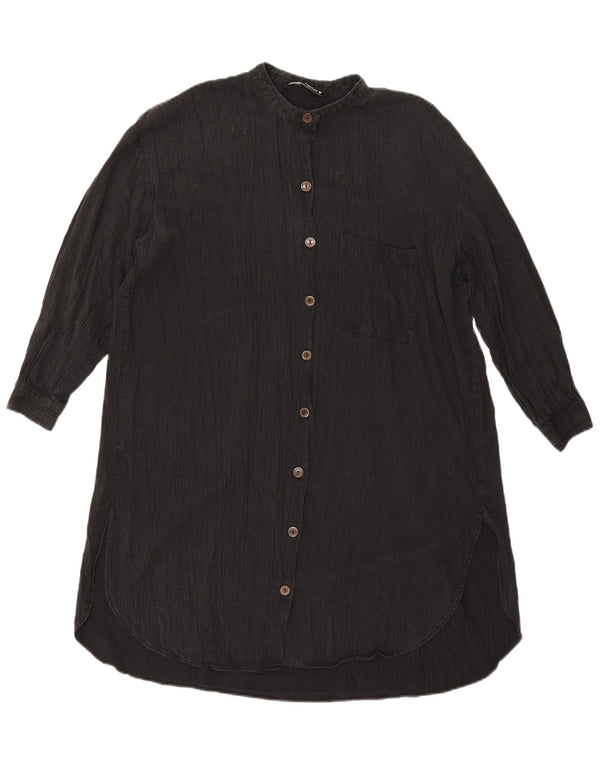 Zara Dame Langærmet Oversized Skjortekjole UK 10 Lille Sort