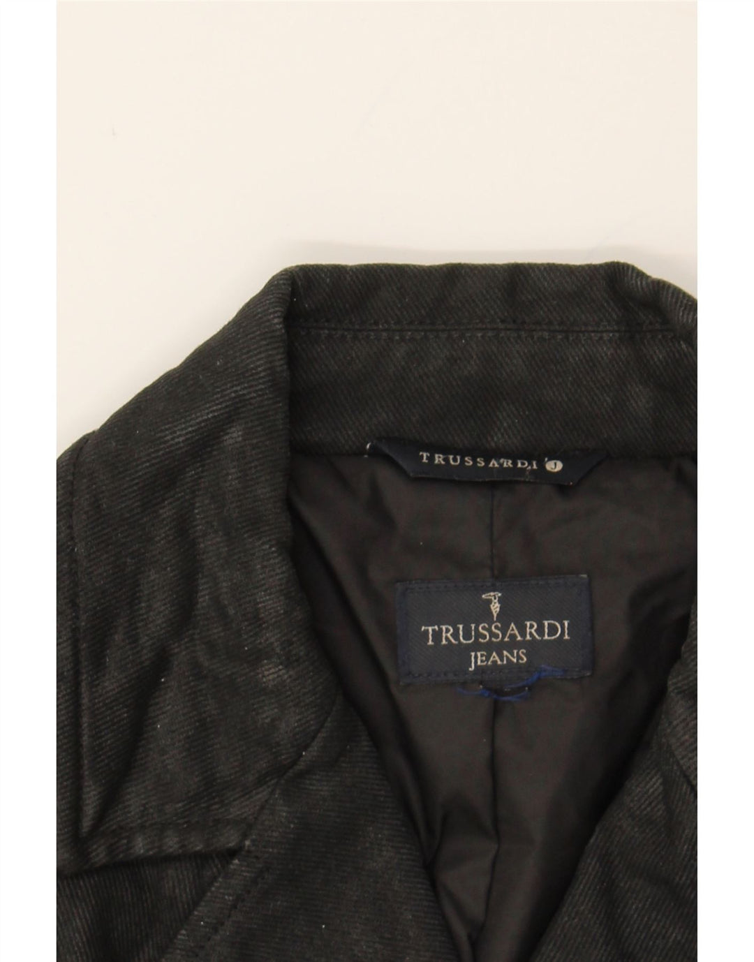 TRUSSARDI JEANS Womens 4 Button Blazer Jacket UK 12 Medium Black Cotton Vintage Trussardi Jeans and Second-Hand Trussardi Jeans from Messina Hembry 