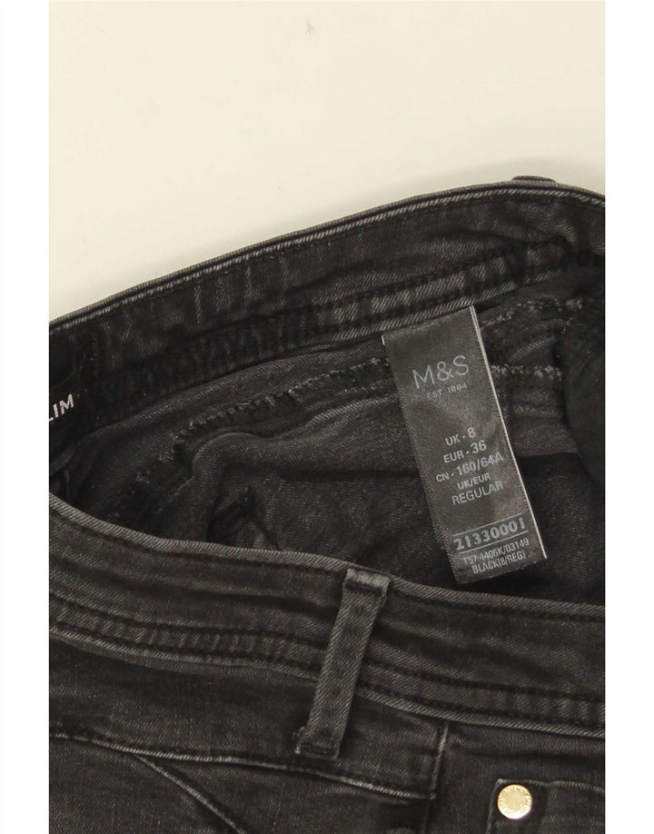 Marks & Spencer Dame Slim Jeans UK 8 Small W26 L28 Black Bomuld