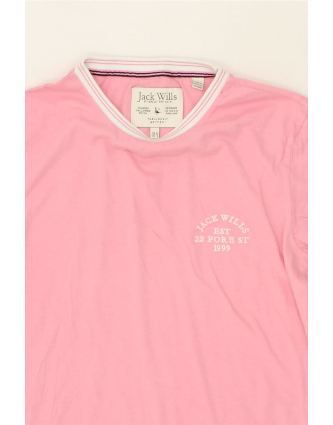 JACK WILLS Womens T-Shirt Top UK 12 Medium  Pink Cotton Vintage Jack Wills and Second-Hand Jack Wills from Messina Hembry 