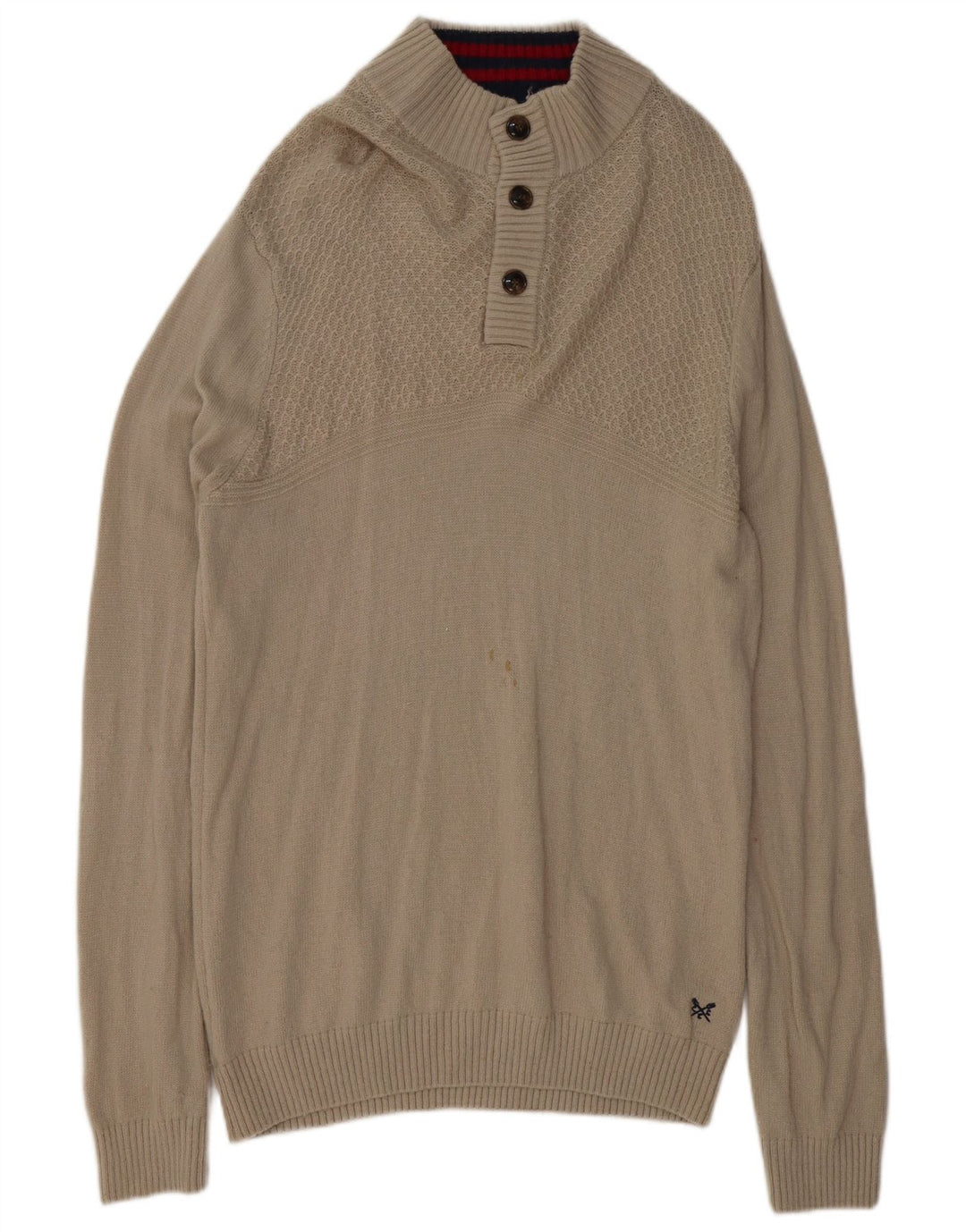 Besætningstøj Herre Button Neck Jumper Sweater XL Grå lammeuld