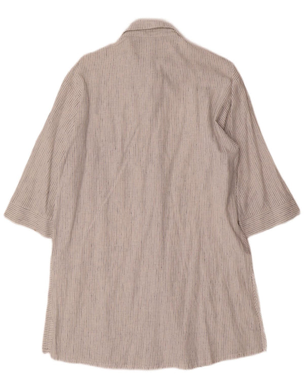 Zara 3/4 ærmer oversized skjortekjole til kvinder UK 6 XS hvid nålestribe