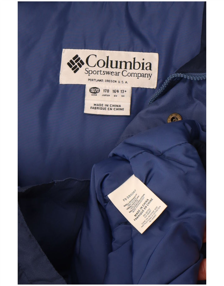 Columbia Boys Hætte Skijakke 13-14 år Blå Colourblock Nylon