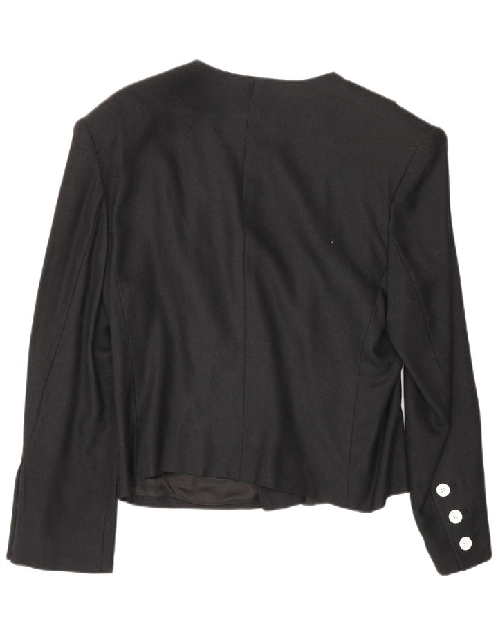 Louis Feraud Dame Double Breasted Blazer Jacket UK 16 Large Black Viscose