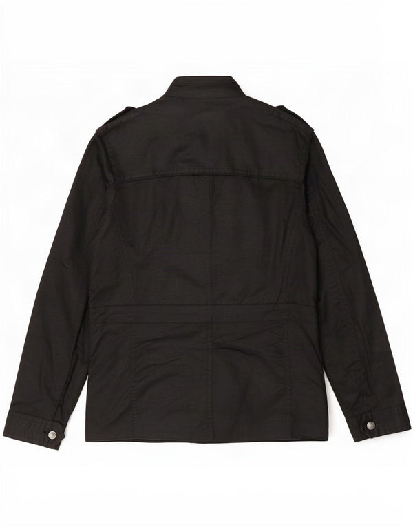 Zara Mens Military Jacket UK 42 XL Black Linen