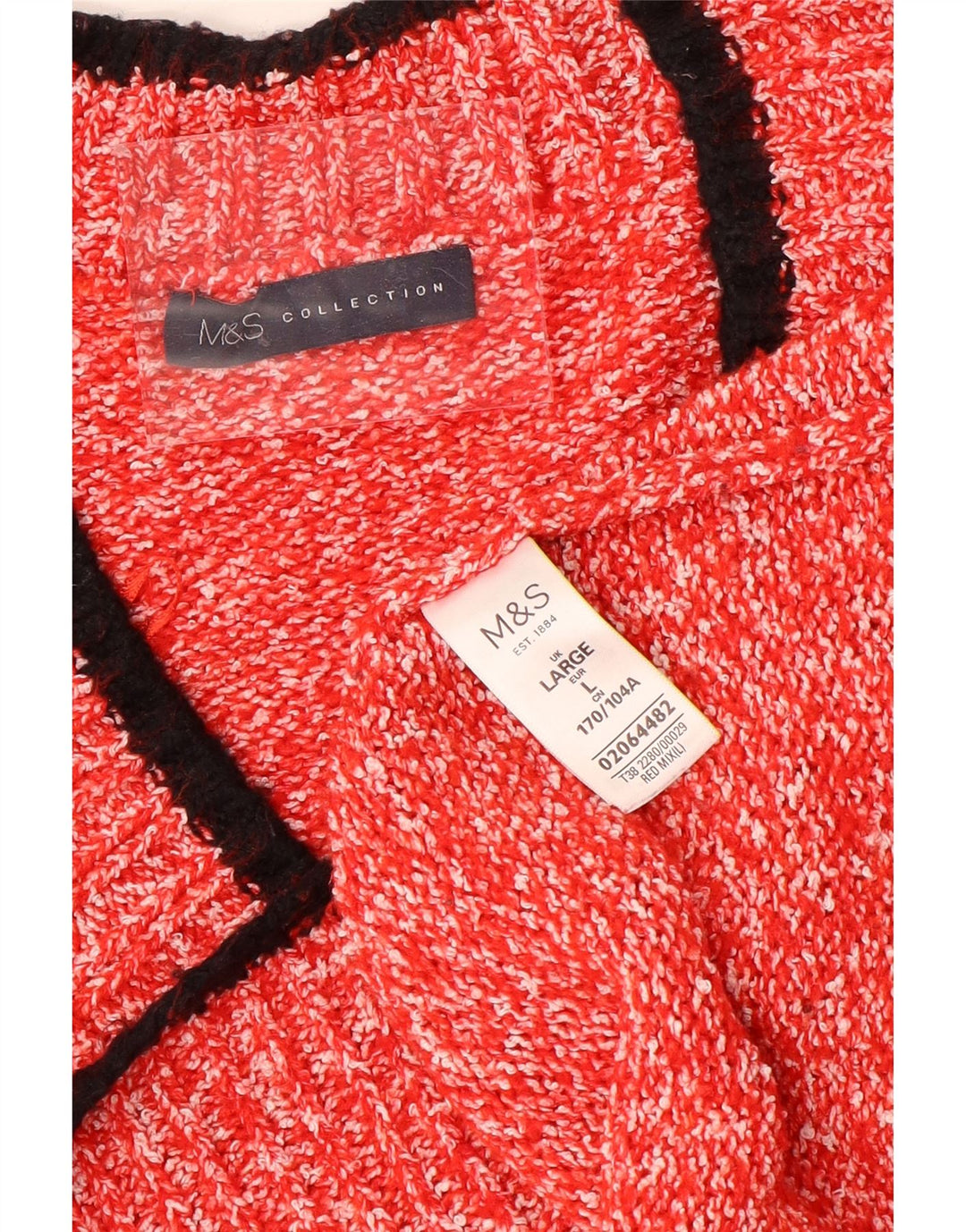 Marks & Spencer Dame V-hals sweater UK 16 Stor rød polyester