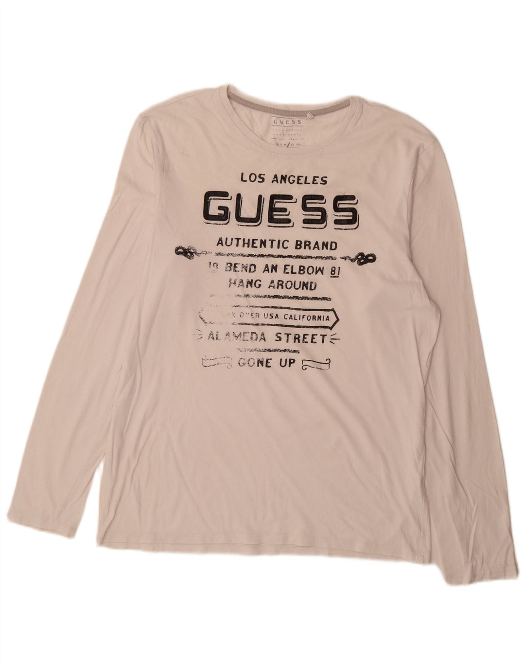 Guess Herre Slim Fit Grafisk Top Langærmet Stor Hvid