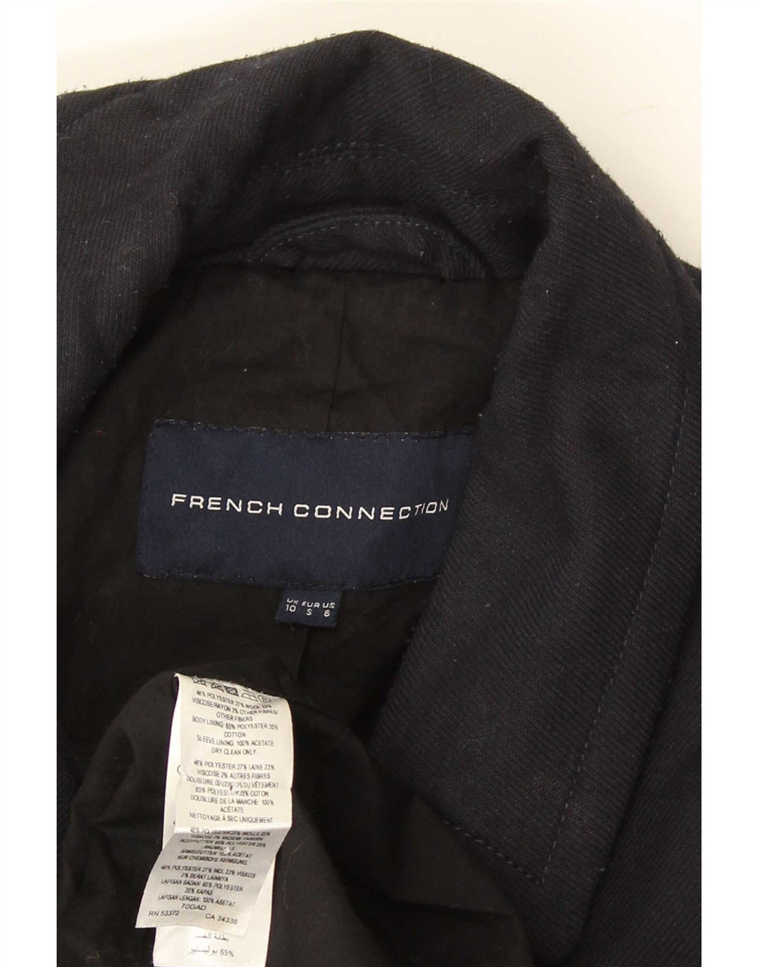 French Connection Oversize overfrakke til kvinder UK 10 Lille sort polyester