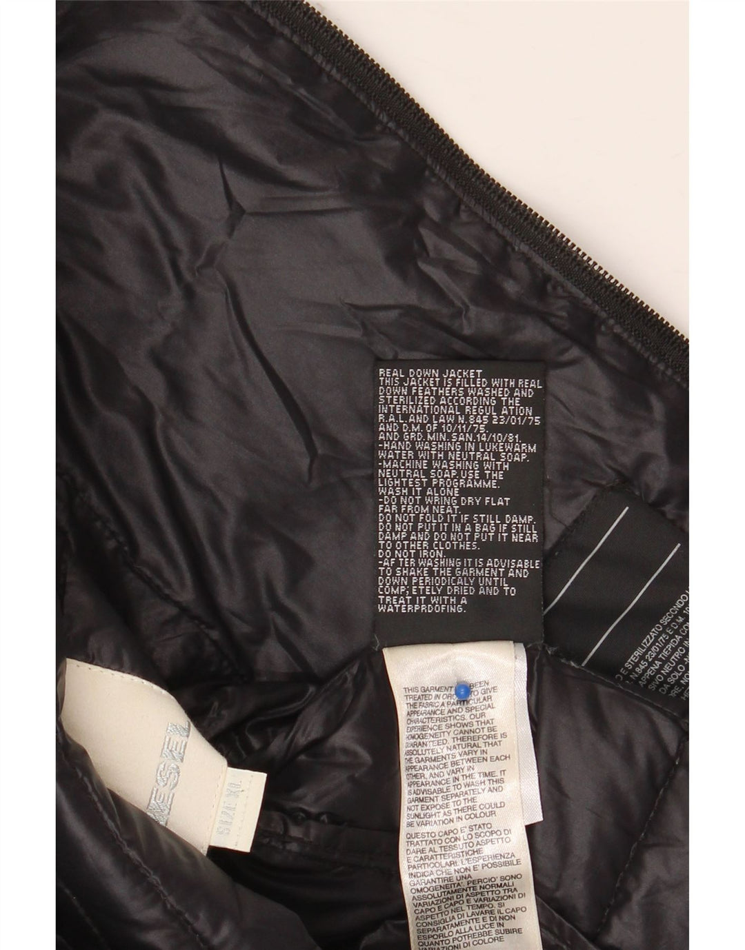 DIESEL Pige Polstret Jakke 11-12 År XL Sort Nylon