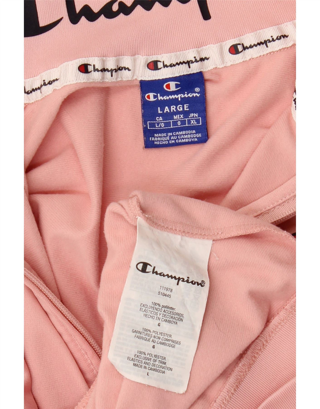 CHAMPION Womens Graphic Tracksuit Top Jacket UK 16 Large Pink Polyester