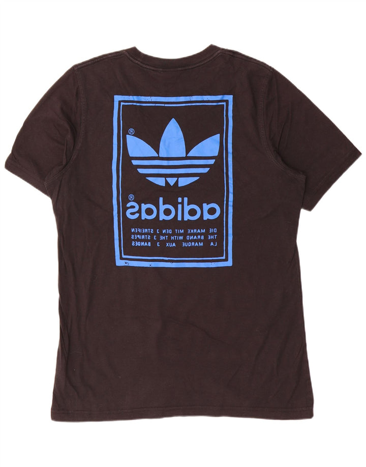 Adidas Tre Stripes Grafisk T-Shirt Top Medium Sort Bomuld