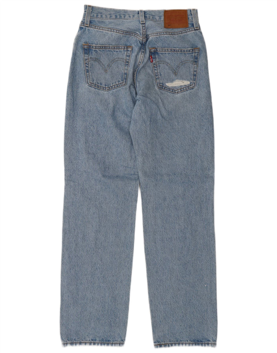 Levi's Womens 501 Distressed Straight Jeans W23 L30 Blå Bomuld
