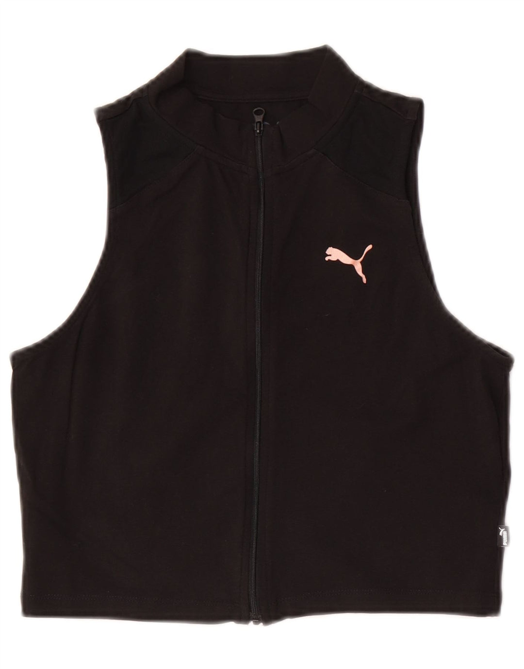 Puma Dame Ærmeløs Crop Top UK 14 Stor Sort Bomuld