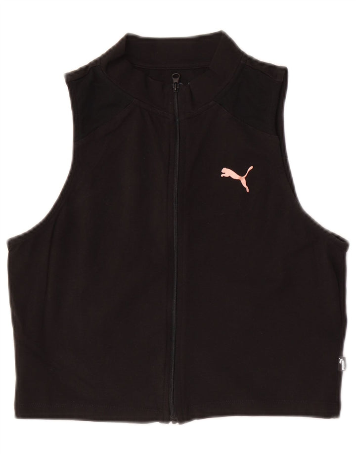 Puma Dame Ærmeløs Crop Top UK 14 Stor Sort Bomuld