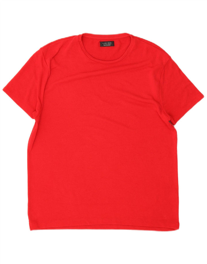 Zara Herre T-Shirt Top Stor Rød
