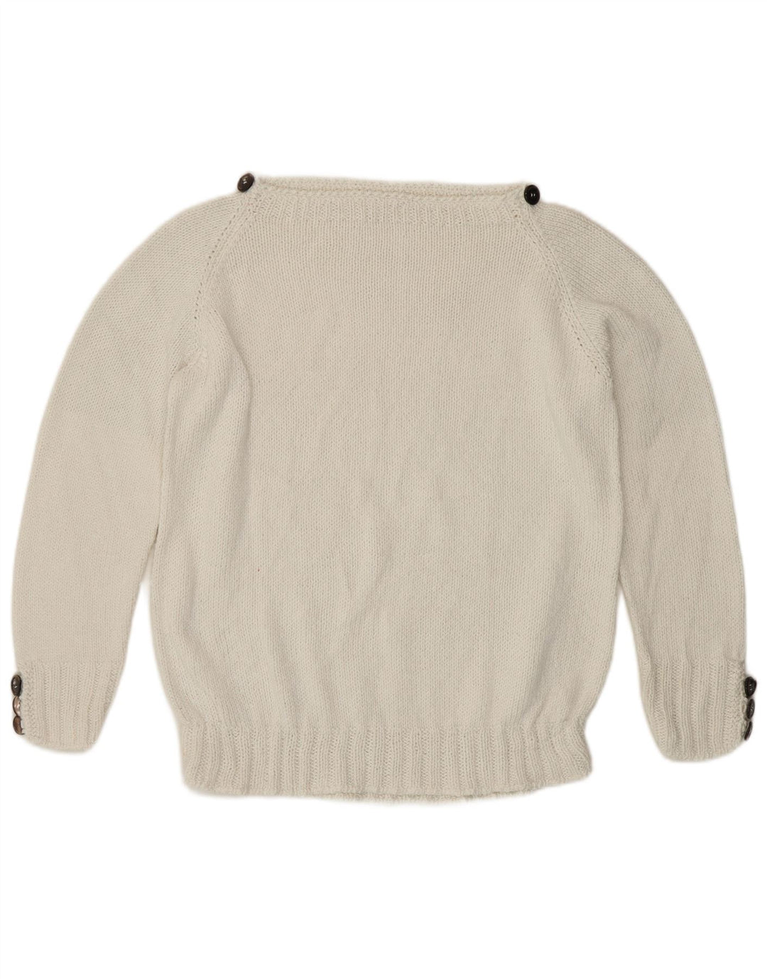 Vintage Dame Boat Neck Jumper Sweater UK 12 Medium White