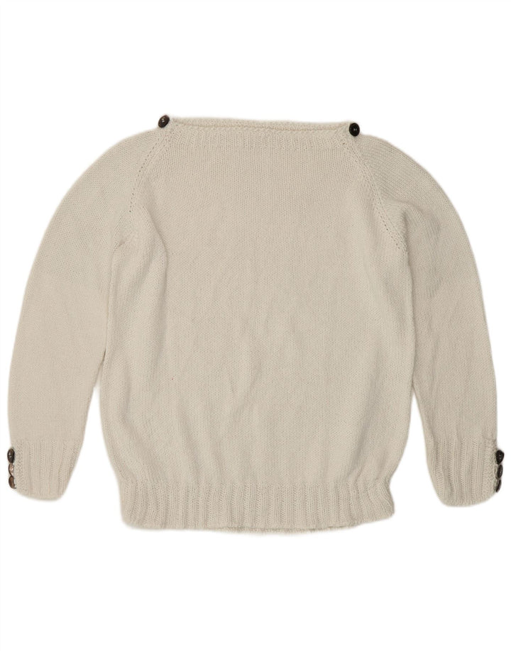Vintage Dame Boat Neck Jumper Sweater UK 12 Medium White