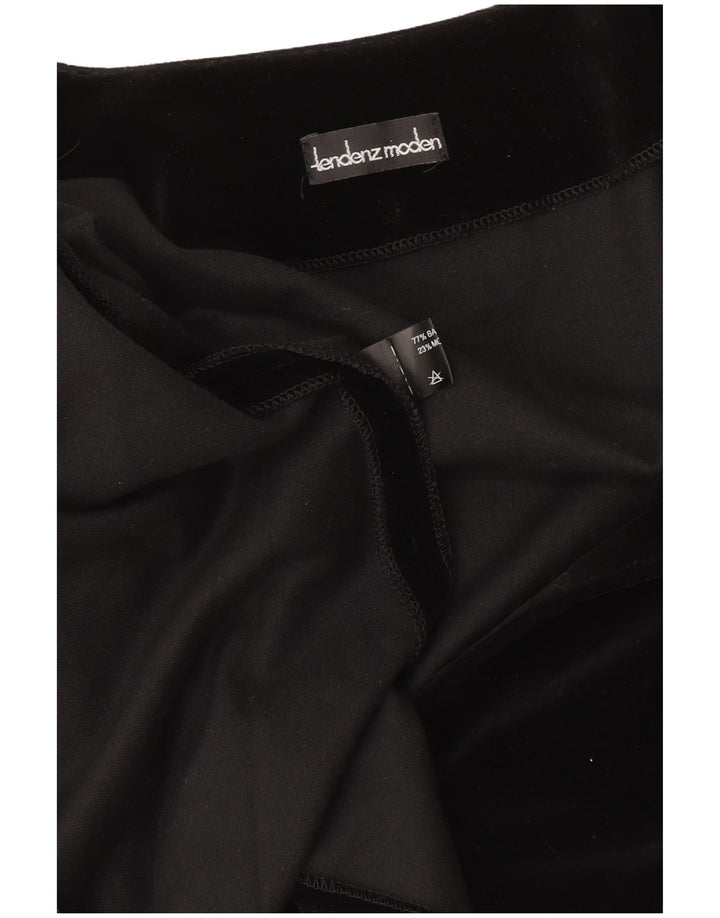 Vintage Dame Crop Velvet Blazer Jacket UK 16 Large Black Floral Wool