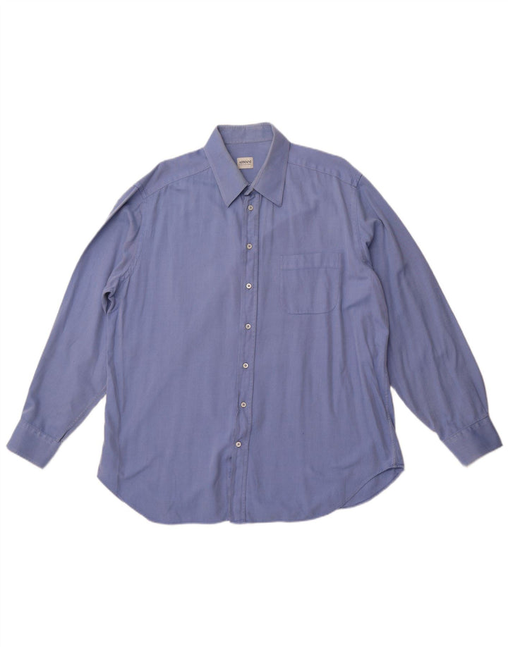 ARMANI COLLEZIONI Herreskjorte str. 44 17 1/2 XL Blå nålestribet bomuld