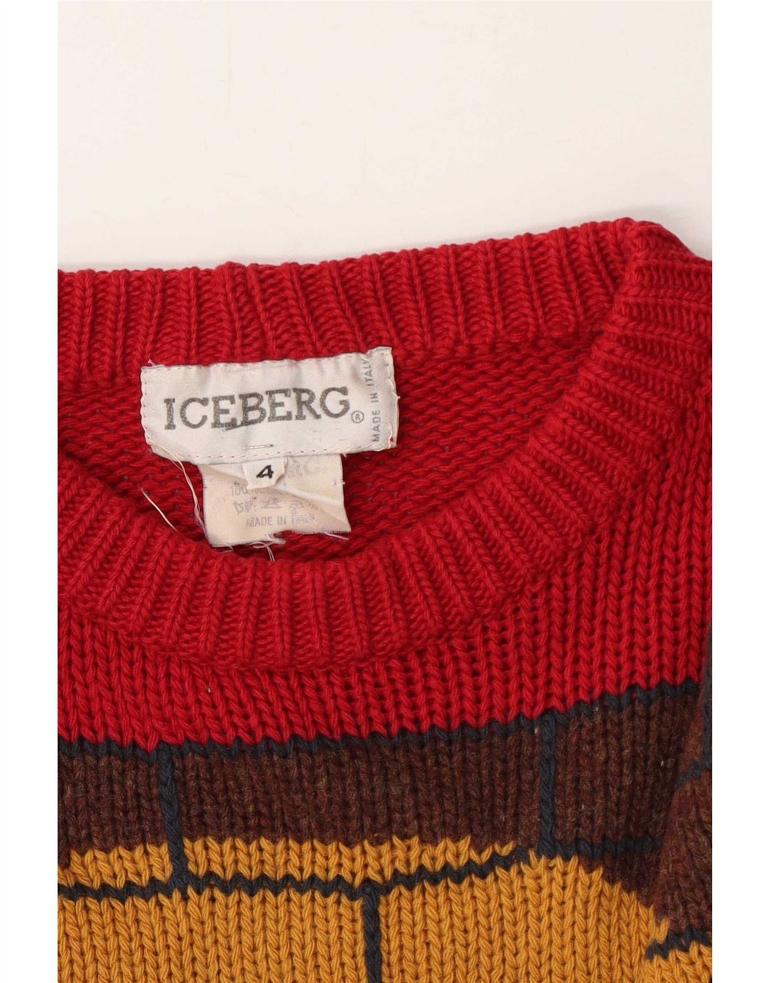 Iceberg Herre grafisk rund hals sweater medium rød uld
