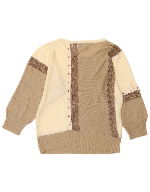Lucia Dame Boat Neck Jumper Sweater EU 38 Medium Beige Colourblock Bomuld