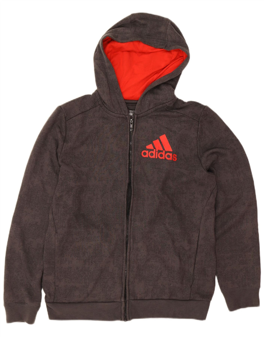 Adidas Boys Graphic Zip Hoodie Sweater 13-14 Years Grå Polyester