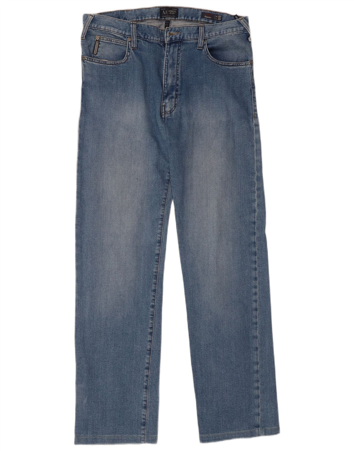 ARMANI Straight jeans til mænd W32 L31 blå bomuld