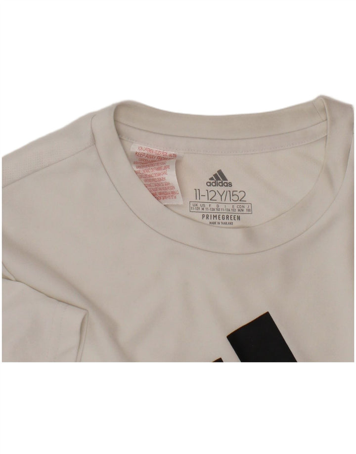 ADIDAS Drenge Grafisk T-Shirt Top 11-12 År Hvid Polyester