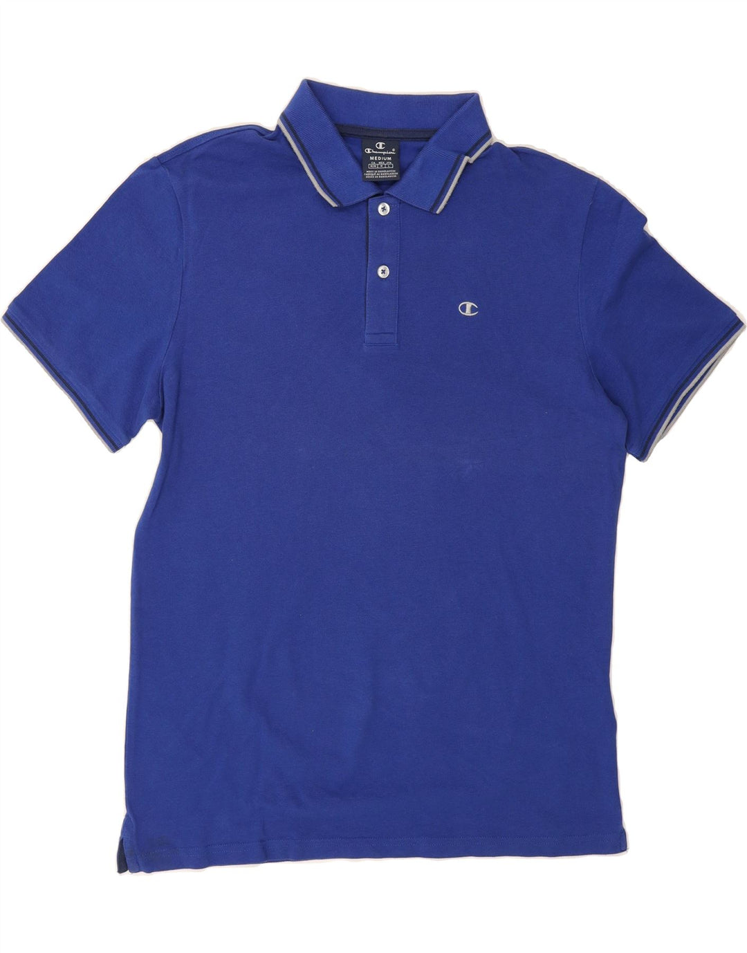 CHAMPION Mens Polo Shirt Medium Blue Cotton Vintage Champion and Second-Hand Champion from Messina Hembry 