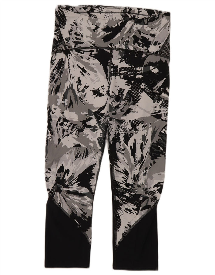 Under Armour Womens Crop abstrakt mønster Leggings UK 14 Medium Grey