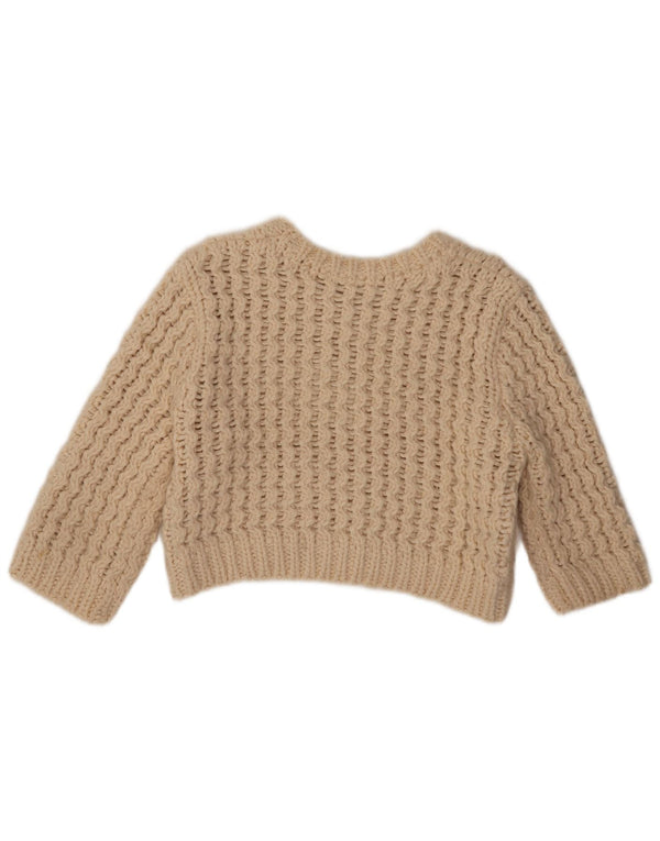 Zara Dame Oversized 3/4-ærmet Boat Neck sweater UK 10 Small Beige