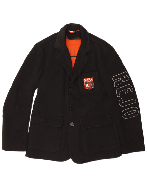 Kejo Herre grafisk 3-knaps blazerjakke UK 38 Medium Sort Uld