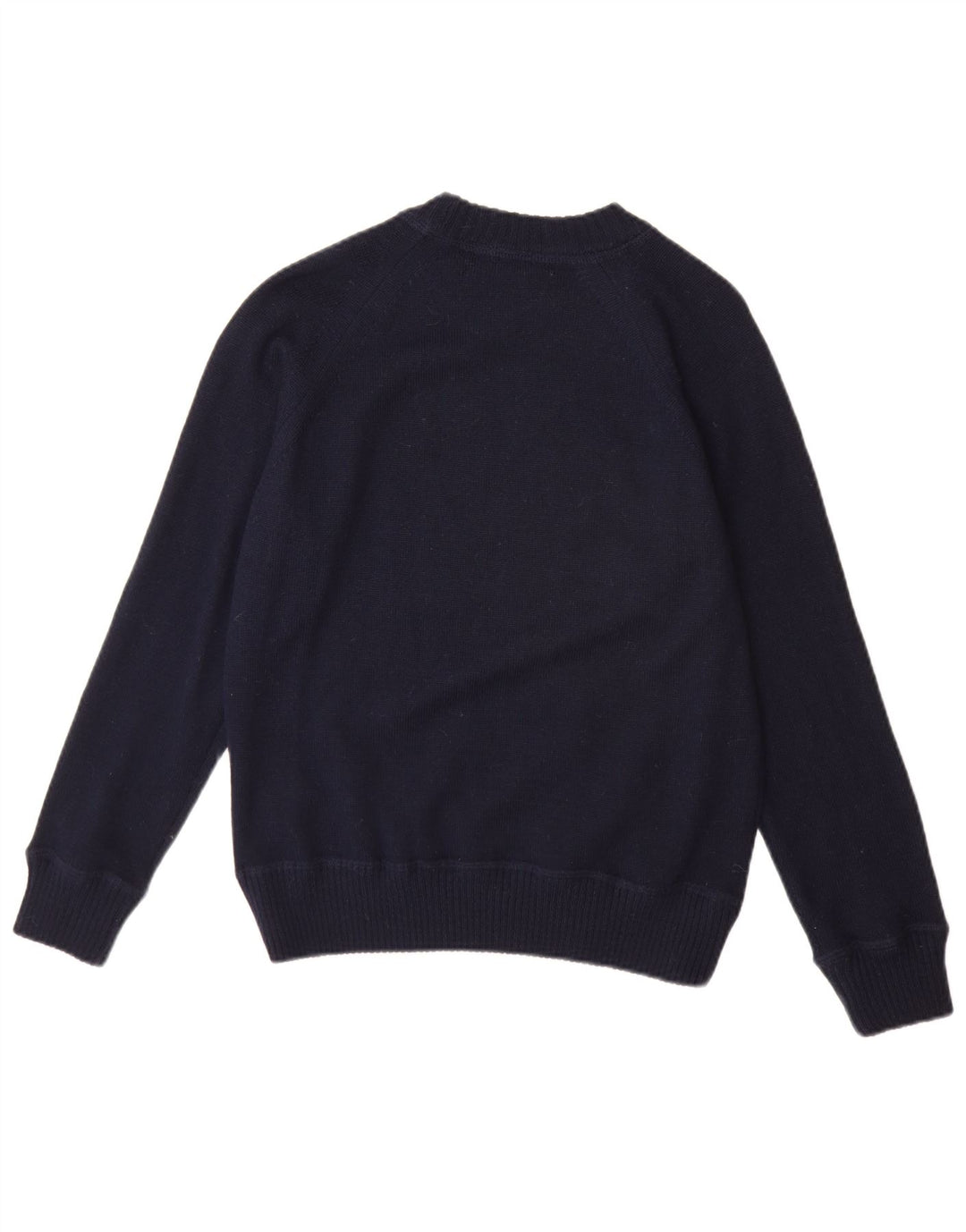 K-WAY Dame Grafisk Boat Neck Jumper Sweater UK 12 Medium Navy Blue Uld