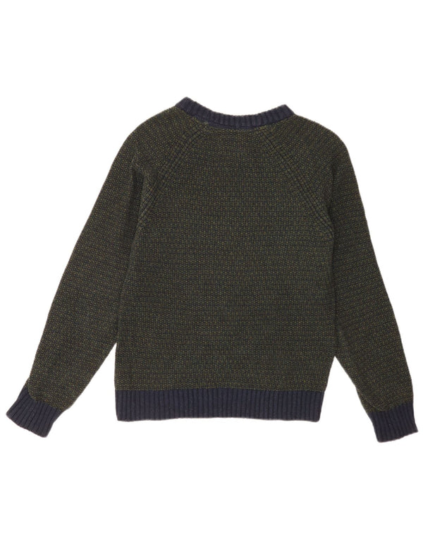 Fat Face Dame Boat Neck Jumper Sweater UK 6 XS Grøn Colourblock Bomuld