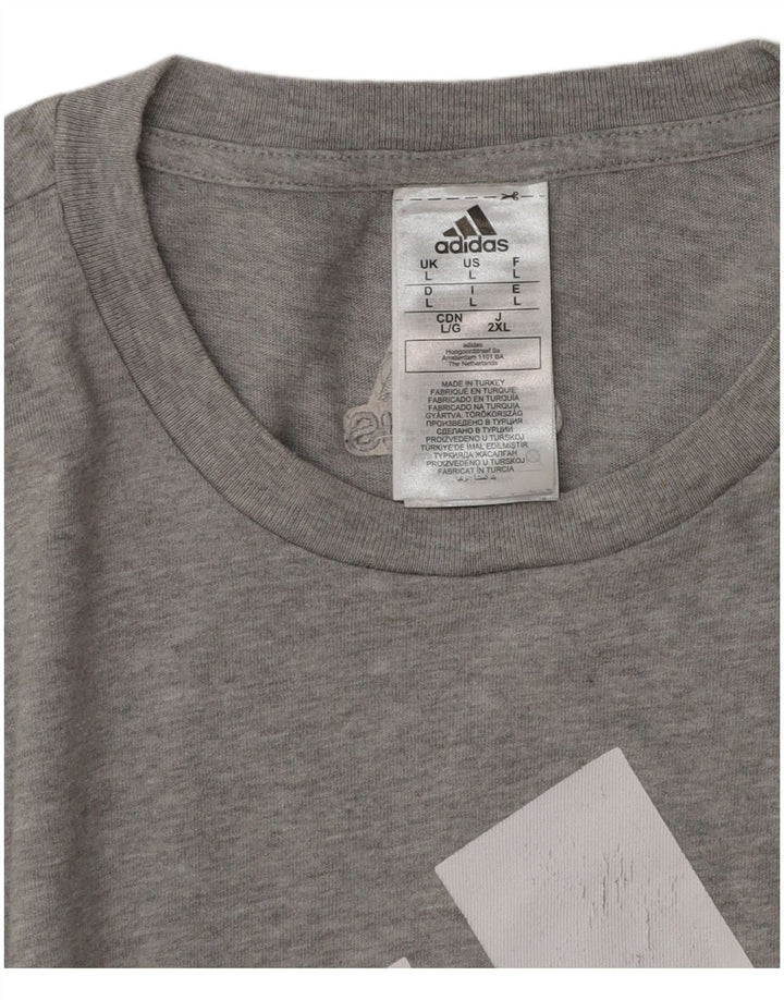 Adidas Herre Grafisk T-Shirt Top Stor Grå Bomuld