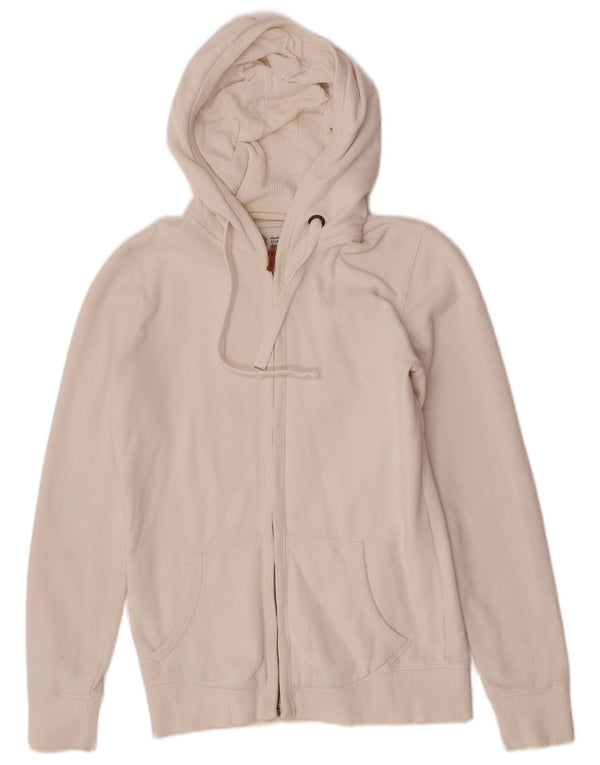 Fat Face Womens Oversized Zip Hoodie Sweater UK 10 Small Off White Cotton