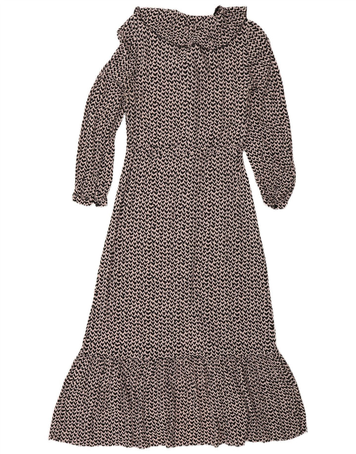 Whisper Kvinders abstrakt mønster Maxi Dress UK 10 Small Pink Viscose