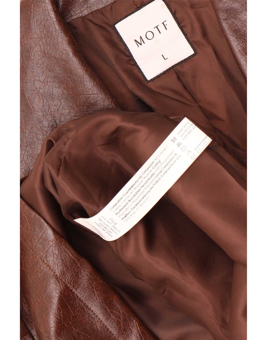 Motf Dame dobbeltradet imiteret læder blazerjakke UK 16 Large Brown