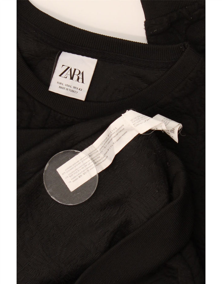 Zara Herre Sweatshirt Jumper Large Sort Floral Polyester