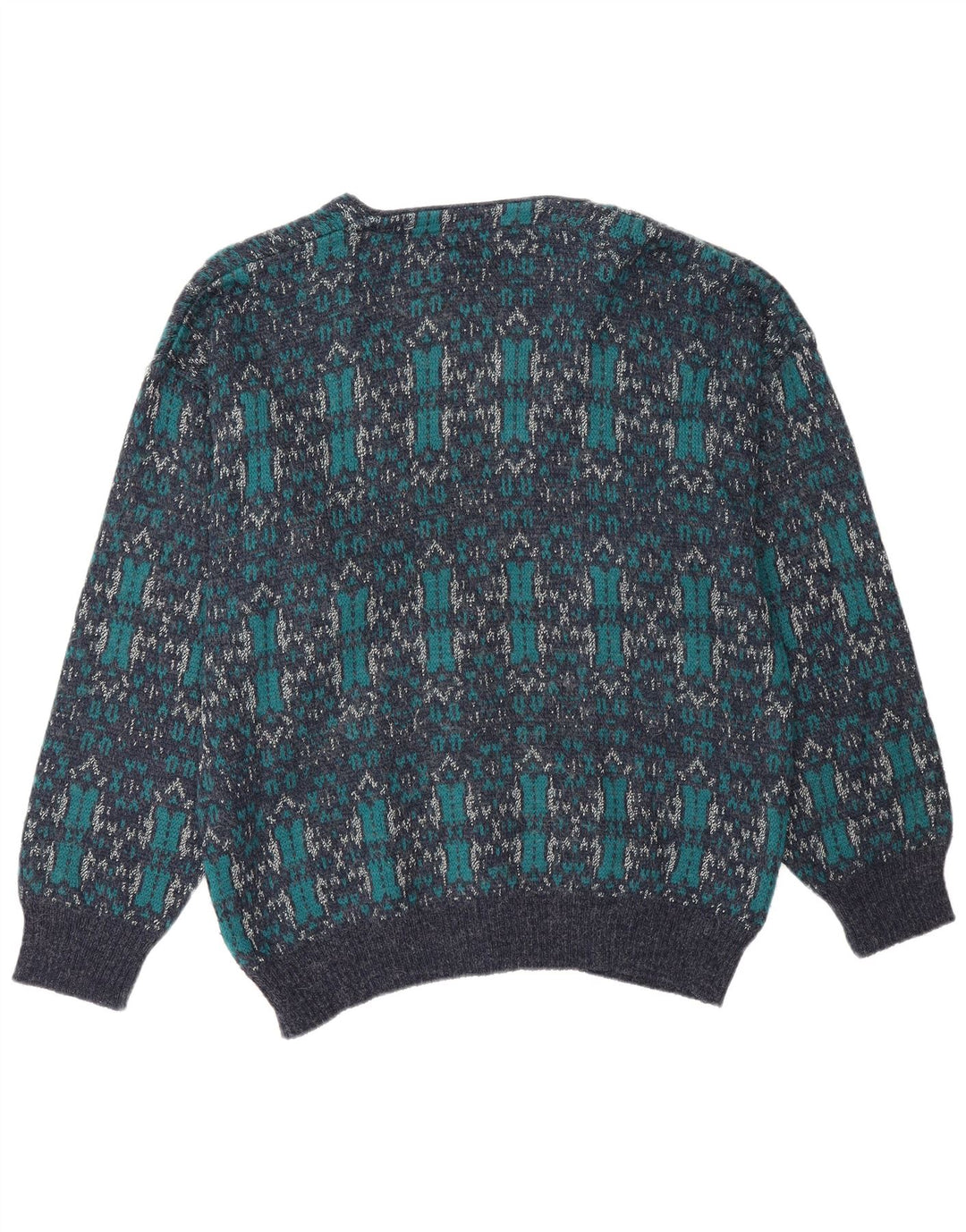 Derby Herre Cardigan Sweater Large Blue Geometric