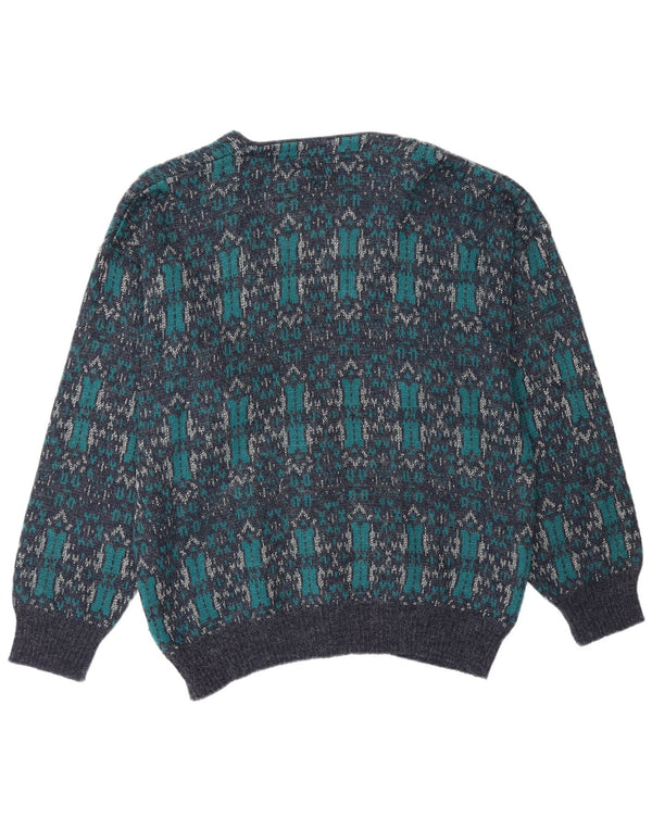 Derby Herre Cardigan Sweater Large Blue Geometric