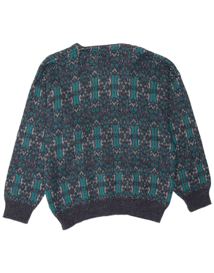 Derby Herre Cardigan Sweater Large Blue Geometric