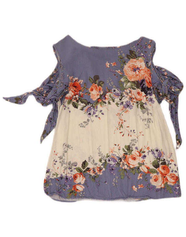 Oasis Dame ærmeløs bluse Top UK 8 Small Multicolored Floral Viscose