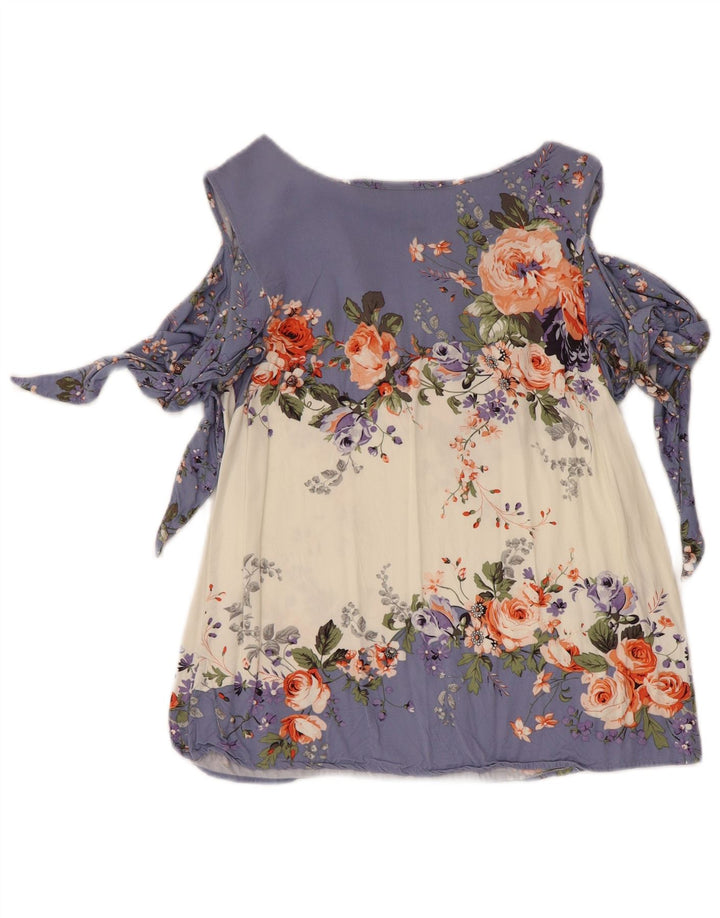 Oasis Dame ærmeløs bluse Top UK 8 Small Multicolored Floral Viscose