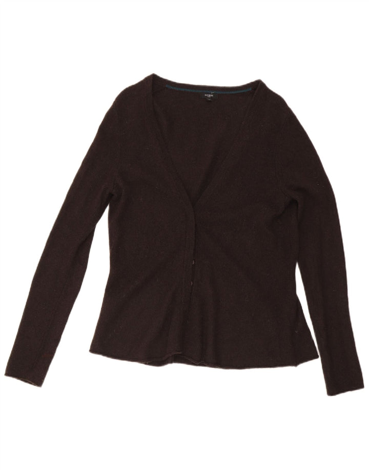 Hobbs Dame Cardigan Sweater UK 14 Medium Brun Lammeuld
