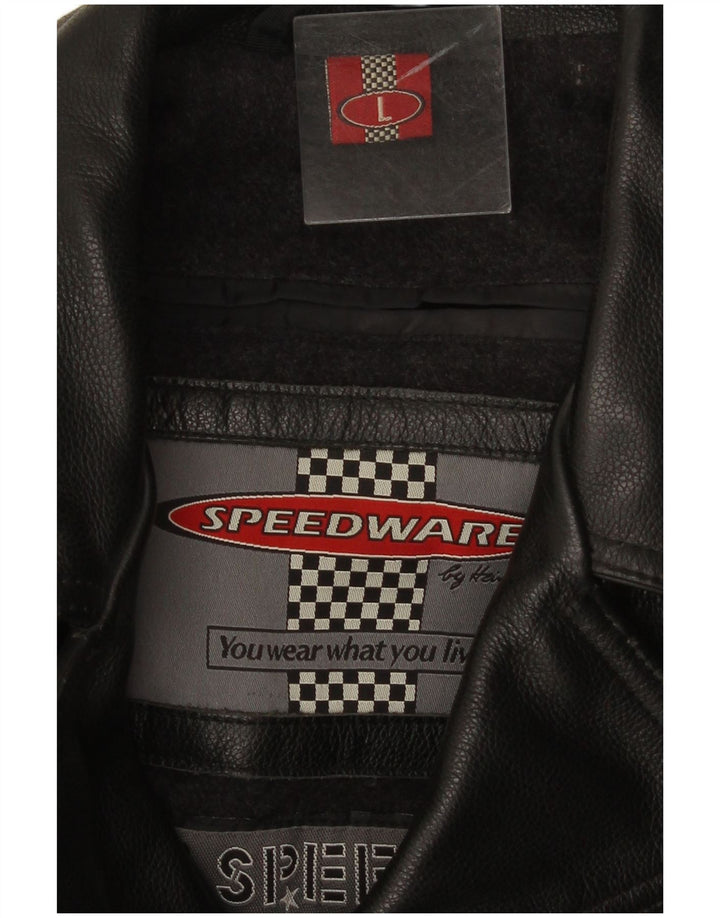 HEIN GERICKE Herre Læder Biker Jacket UK 40 Stor Sort Læder