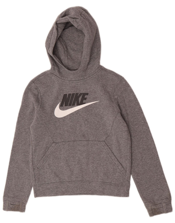 Nike drenge grafisk hættetrøje med normal pasform 8-9 år lille grå bomuld