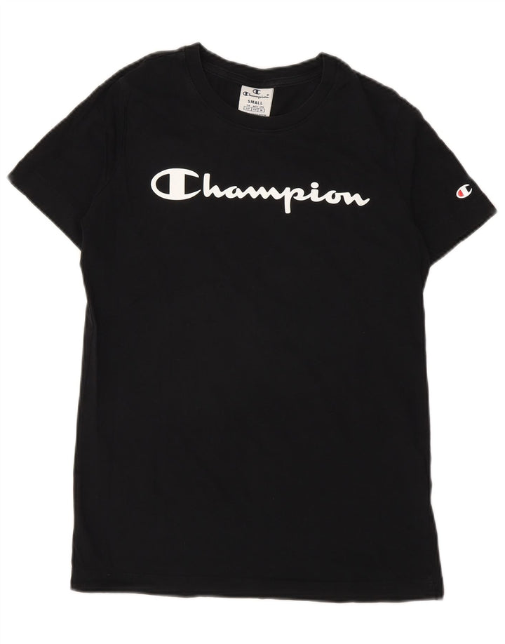 Champion Dame Grafisk T-Shirt Top Lille Sort Bomuld