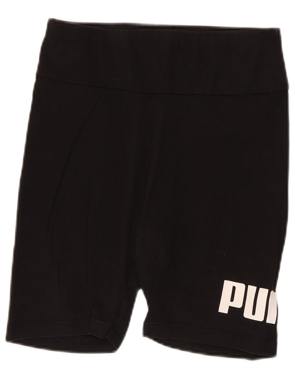 Puma Womens Graphic Sport Shorts UK 10 Small Black Cotton Sports