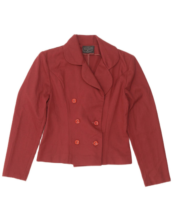 Vintage Dame Dobbeltradet Blazer Jacket UK 10 Lille Rød